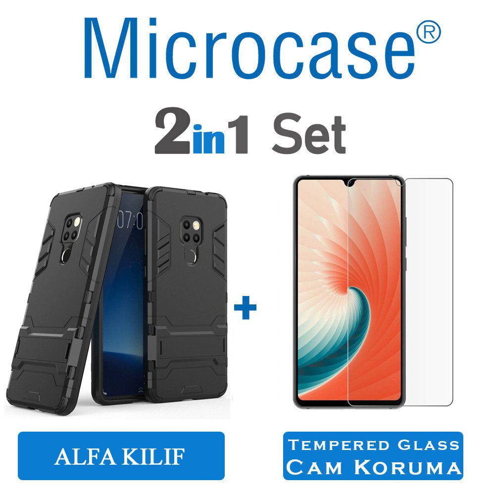 Microcase Huawei Mate 20 Alfa Serisi Armor Standlı Kılıf + CAM