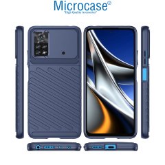 Microcase Xiaomi Poco X4 Pro 5G Thunder Serisi Darbeye Dayanıklı Silikon Kılıf - Mavi
