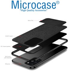 Xiaomi Poco M3 Fabrik Serisi Kumaş ve Deri Desen Kılıf - Siyah