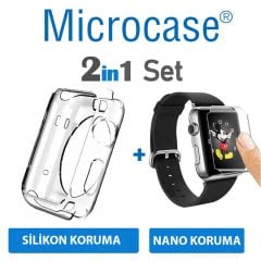 Microcase Apple Watch 38 mm Seri 1 2 3 Silikon Kılıf ŞEFFAF +Nano