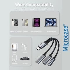 Microcase 60W 3in1 Alüminyum Gövde USB-C Adaptör Type-C to Type-C Şarj ve 3.5 mm Jak ve Dac Destekli Kablo AL5418