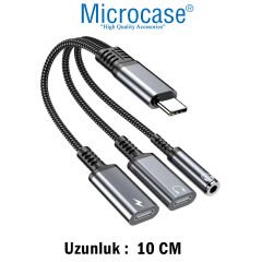 Microcase 60W 3in1 Alüminyum Gövde USB-C Adaptör Type-C to Type-C Şarj ve 3.5 mm Jak ve Dac Destekli Kablo AL5418