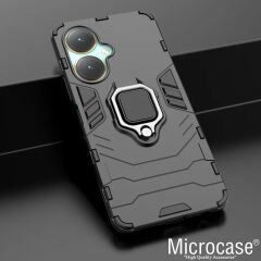 Microcase Vivo Y27 6.64 4G / vivo Y35 plus Batman Serisi Yüzük Standlı Armor Kılıf - Siyah AL3349