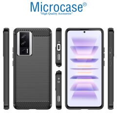 Microcase Xiaomi Poco F5 Pro / Redmi K60 / K60 Pro Brushed Carbon Fiber Silikon Kılıf - Siyah AL3332