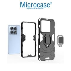 Microcase Xiaomi 14T Pro ile Uyumlu Batman Serisi Yüzük Standlı Armor Kılıf - Siyah AL3349