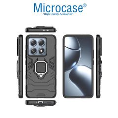 Microcase Xiaomi 14T Pro ile Uyumlu Batman Serisi Yüzük Standlı Armor Kılıf - Siyah AL3349