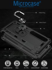 Microcase İphone SE 2020 Anka Serisi Yüzük Standlı Armor Kılıf- Siyah