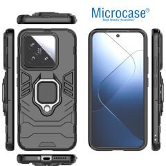 Microcase Xiaomi 14 Global Batman Serisi Yüzük Standlı Armor Kılıf - Siyah AL3349