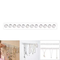 Microcase Kendinden Yapışkanlı 12'li Elmas Tasarım Şeffaf Akrilik Takı ve Aksesuar Düzenleyici Duvar Askısı AL5419