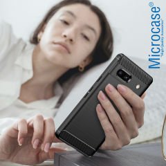 Microcase Google Pixel 7a Brushed Carbon Fiber Silikon Kılıf - Siyah AL3332