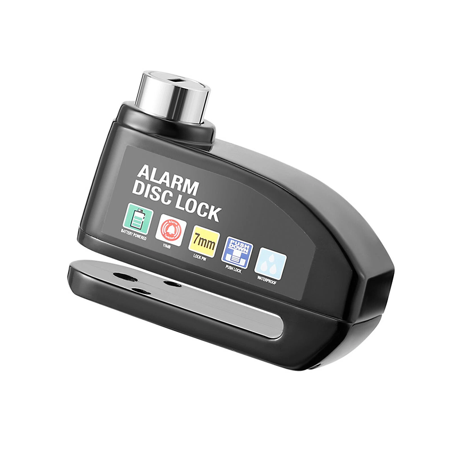 Microcase Alarmlı Motosiklet Disk Kilidi 110dB/130dB Yüksek Sesli - Su Geçirmez Anahtarsız Bas Kilitle Scooter Bisiklet E-Bike E-Scooter Uyumlu 7mm Kilit Pimi - AL5872