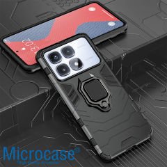 Microcase Xiaomi 14T ile Uyumlu Batman Serisi Yüzük Standlı Armor Kılıf - Siyah AL3349