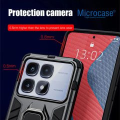 Microcase Xiaomi 14T ile Uyumlu Batman Serisi Yüzük Standlı Armor Kılıf - Siyah AL3349