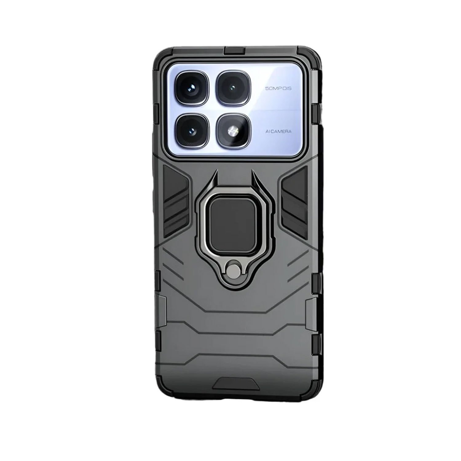 Microcase Xiaomi 14T ile Uyumlu Batman Serisi Yüzük Standlı Armor Kılıf - Siyah AL3349
