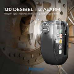 Microcase Alarmlı Motosiklet Disk Kilidi 110dB/130dB Yüksek Sesli - Su Geçirmez Anahtarsız Bas Kilitle Scooter Bisiklet E-Bike E-Scooter Uyumlu 7mm Kilit Pimi - AL5872