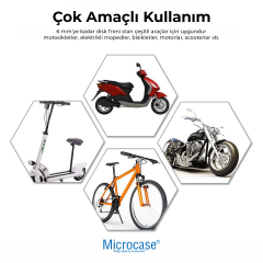 Microcase Alarmlı Motosiklet Disk Kilidi 110dB/130dB Yüksek Sesli - Su Geçirmez Anahtarsız Bas Kilitle Scooter Bisiklet E-Bike E-Scooter Uyumlu 7mm Kilit Pimi - AL5872