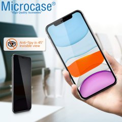 Microcase iPhone 11 Pro Max Privacy Gizlilik Filtreli Tam Kaplayan Tempered Cam - Siyah