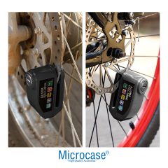 Microcase Alarmlı Motosiklet Disk Kilidi 110dB/130dB Yüksek Sesli - Su Geçirmez Anahtarsız Bas Kilitle Scooter Bisiklet E-Bike E-Scooter Uyumlu 7mm Kilit Pimi - AL5872