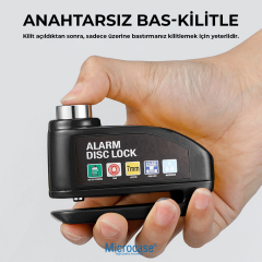 Microcase Alarmlı Motosiklet Disk Kilidi 110dB/130dB Yüksek Sesli - Su Geçirmez Anahtarsız Bas Kilitle Scooter Bisiklet E-Bike E-Scooter Uyumlu 7mm Kilit Pimi - AL5872