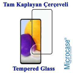 Microcase Samsung Galaxy A72 Tam Kaplayan Çerçeveli Tempered Ekran Koruyucu - Siyah