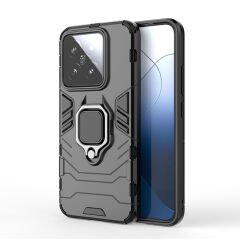 Microcase Xiaomi 14 Pro Global Batman Serisi Yüzük Standlı Armor Kılıf - Siyah AL3349