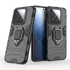 Microcase Xiaomi 14 Pro Global Batman Serisi Yüzük Standlı Armor Kılıf - Siyah AL3349