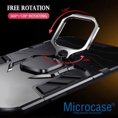 Microcase Xiaomi Redmi Note 14 5G ile Uyumlu Batman Serisi Yüzük Standlı Armor Kılıf - Siyah AL3349