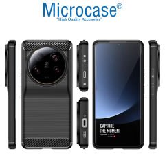 Microcase Xiaomi 13 Ultra Brushed Carbon Fiber Silikon Kılıf - Siyah AL3332