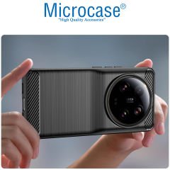 Microcase Xiaomi 13 Ultra Brushed Carbon Fiber Silikon Kılıf - Siyah AL3332