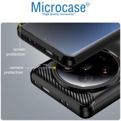Microcase Xiaomi 13 Ultra Brushed Carbon Fiber Silikon Kılıf - Siyah AL3332