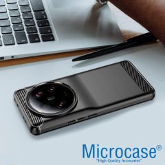 Microcase Xiaomi 13 Ultra Brushed Carbon Fiber Silikon Kılıf - Siyah AL3332