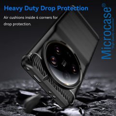Microcase Xiaomi 13 Ultra Brushed Carbon Fiber Silikon Kılıf - Siyah AL3332