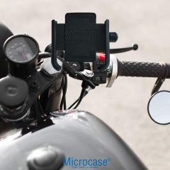Microcase 360 Derece Oynar Başlı Alüminyum Motosiklet Gidon Telefon Tutucu - AL4423