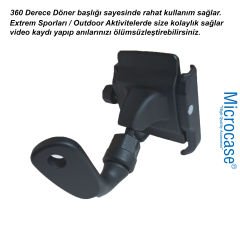 Microcase 360 Derece Oynar Başlı Alüminyum Motosiklet Gidon Telefon Tutucu - AL4423