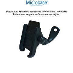 Microcase 360 Derece Oynar Başlı Alüminyum Motosiklet Gidon Telefon Tutucu - AL4423