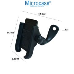 Microcase 360 Derece Oynar Başlı Alüminyum Motosiklet Gidon Telefon Tutucu - AL4423