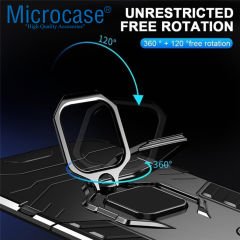 Microcase Xiaomi Redmi Note 14 Pro 5G ile Uyumlu Batman Serisi Yüzük Standlı Armor Kılıf - Siyah AL3349