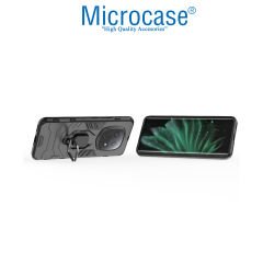Microcase Xiaomi Redmi Note 14 Pro 5G ile Uyumlu Batman Serisi Yüzük Standlı Armor Kılıf - Siyah AL3349
