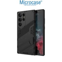 Microcase Samsung Galaxy S23 Ultra Matrix Serisi Armor Standlı Perfect Koruma Kılıf -Siyah AL3416