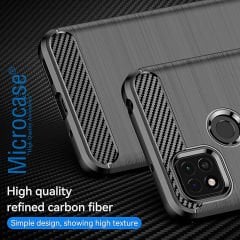 Microcase Xiaomi Redmi 10A Brushed Carbon Fiber Silikon Kılıf - Siyah AL3332
