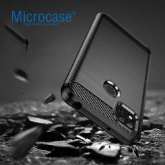 Microcase Xiaomi Redmi 10A Brushed Carbon Fiber Silikon Kılıf - Siyah AL3332