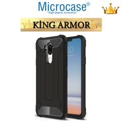 Microcase LG G7 King Serisi Armor Perfect Koruma Kılıf Siyah + Tempered Glass Cam Koruma (SEÇENEKLİ)