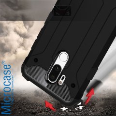 Microcase LG G7 King Serisi Armor Perfect Koruma Kılıf Siyah + Tempered Glass Cam Koruma (SEÇENEKLİ)