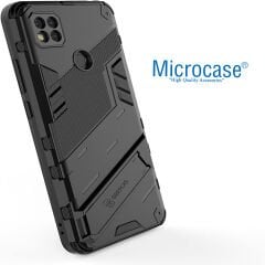 Microcase Xiaomi Redmi 10A / Redmi 9c Matrix Serisi Armor Standlı Perfect Koruma Kılıf - Siyah Al3416