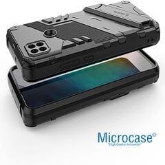 Microcase Xiaomi Redmi 10A / Redmi 9c Matrix Serisi Armor Standlı Perfect Koruma Kılıf - Siyah Al3416