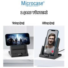 Microcase 4in1 Dijital Saatli Alarmlı Masaüstü Telefon Tutuculu Universal Kablosuz Şarj Cihazı AL4425