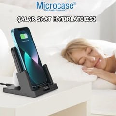 Microcase 4in1 Dijital Saatli Alarmlı Masaüstü Telefon Tutuculu Universal Kablosuz Şarj Cihazı AL4425