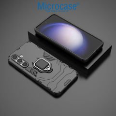 Microcase Samsung Galaxy S24 FE ile Uyumlu Batman Serisi Yüzük Standlı Armor Kılıf - Siyah AL3349