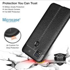 Microcase Xiaomi Redmi 10A Leather Serisi Deri Efekt Silikon Kılıf - Siyah Al3337