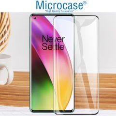 Microcase OnePlus 9 Pro 3D Curved Tam Kaplayan Tempered Glass Cam Koruma - Siyah